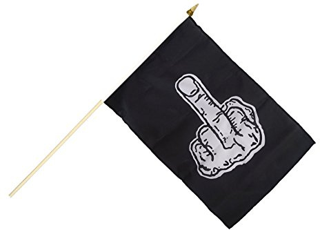 Flaggenfritze Stockflagge/Stockfahne Stinkefinger schwarz + gratis Sticker