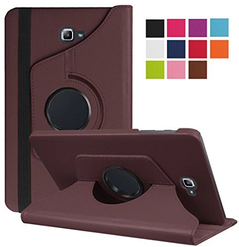 SOTEFE® Samsung Galaxy Tab A6 10.1 SM-T580 Funda - 360° Rotación Cuero PU Funda Soporte Protección Cáscara para Tablet Samsung Galaxy Tab A 10.1 SM-T580/T585 + Protección de Pantalla-Marrón