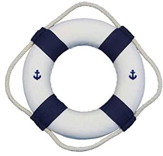 Deko-Anker mit blauen Bändern, handgefertigt, 15,2 cm, Weiß