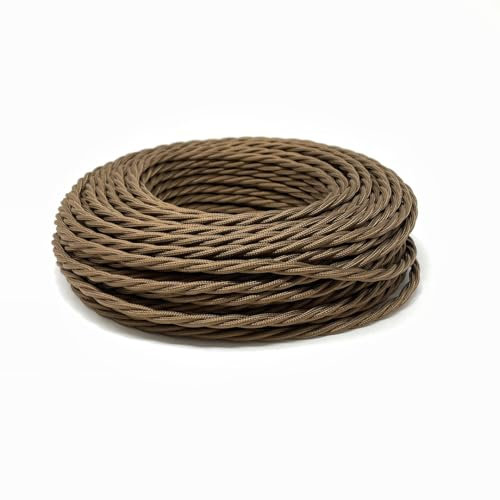 Cable Eléctrico Trenzado/Trenzado recubierto de tela. Color Marrón beduino. sección 3 X 0.75