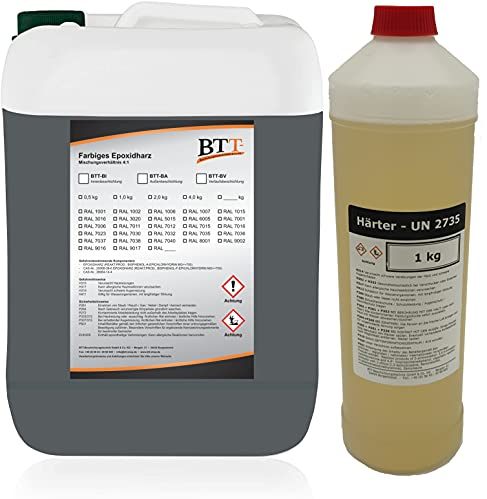 BTT-BI Epoxidharz Bodenbeschichtung RAL 7012 für 25m² Innen Fliesenlack Betonfarbe Industrieboden Garagenfarbe Kellerfarbe Wohnraum Gießharz Epoxy