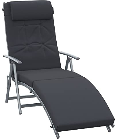 Outsunny Sun Lounger Steel Frame Outdoor Folding Recliner Black