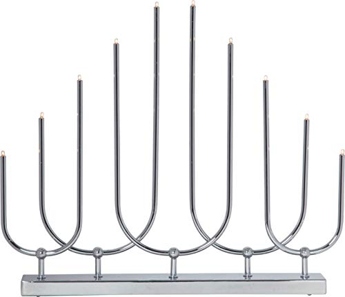 Fensterleuchter Novum von Star Trading, Kerzenständer mit 10 Glühbirnen E5 warmweiß, Weihnachtsdeko aus Metall in Chrom, Kabelschalter, Länge: 46 cm