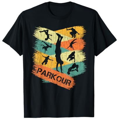Retro Parkour Shirt für Jungen Silhouette Vintage Free T-Shirt
