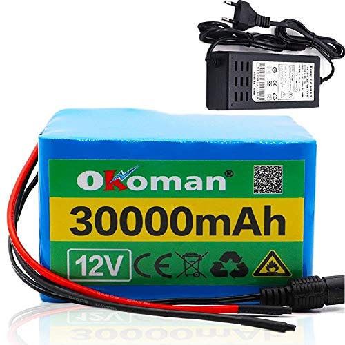 Pacco batteria al litio 12V 30Ah 3S12P per inverter lampada allo xeno Lampione stradale solare per auto ecc + caricatore