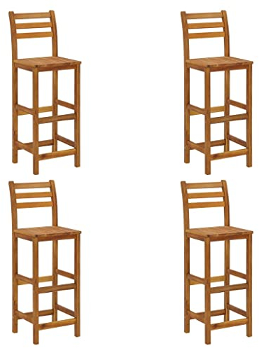 vidaXL 4X Akazienholz Massiv Barhocker Barstuhl Tresenhocker Küchenhocker Hocker Gartenstuhl Garten Gartenmöbel Tresenstuhl Thekenstuhl