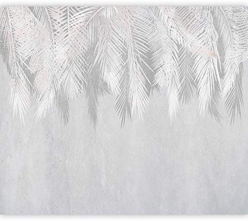 murando Fototapete selbstklebend tropische Blätter 343x256cm Foto Tapete Tapetenfolie Möbelfolie Wandverkleidung Wandtapete Motivtapeten Bildtapete Wohnzimmer 3d Effekt Palmenblätter Palmen weiß grau