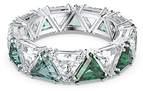 Swarovski Ortyx Cocktail Ring, Kristalle im Trilliant-Schliff, Grün, Rhodiniert