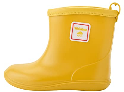 Weishuo Stivaletti Pioggia Bambino Scarpe da Pioggia Antiscivolo Impermeabili Stivali di Gomma per Bambini da 1 a 8 anni, Taglia del Produttore 15, 23 EU, Giallo