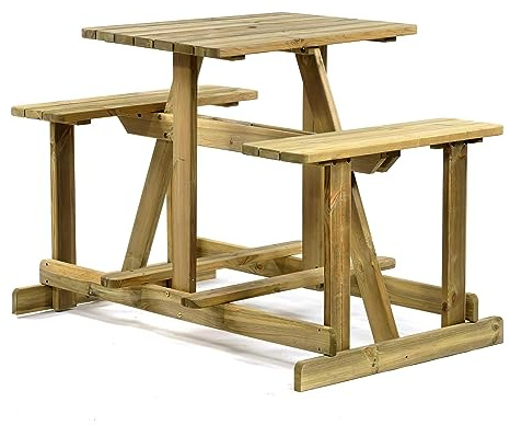 BrackenStyle Guernsey 4 Seat Bar Height Picnic Table, Pine, 4 Person | Walk-In Commercial, Bar Seat, Outoor, Pub Gardens, Patios, Bench Seating