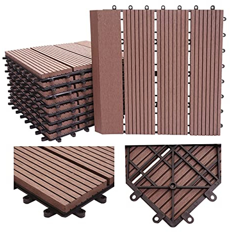 Mendler WPC Bodenfliese Rhone + Abschluss - Coffee linear senkrecht