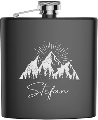 FORYOU24 Edelstahl Flachmann mit Gravur Der Berg Geschenk für Papa Opa Onkel Freund zu Weihnachten, Geburtstag