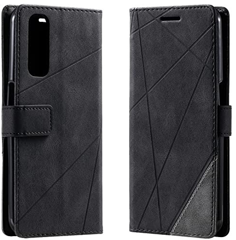 Vankii Kompatibel mit Xiaomi Mi 10 Ultra Hülle, Flip Wallet Handyhülle PU Leder Brieftasche Tasche Case Schutzhülle [Kartenschlitzen] [Magnetverschluss] [Standfunktion] (Schwarz)
