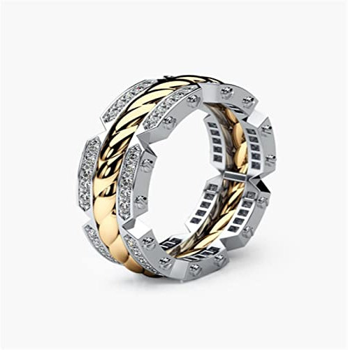 PAIHUIART Ring Ringe Damen Bijouterie Frauen Schmuck Damenring Eheringe Klassische Punk-Fingerringe Zweifarbiges Reifenförmiges Design Euro Stilvolle Unisex-Accessoires Ringe 8 Silber