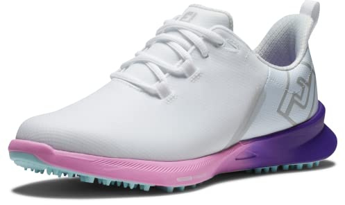 FootJoy Women's Fj Fuel Sport Golf Shoe, White Purple Pink, 4 UK