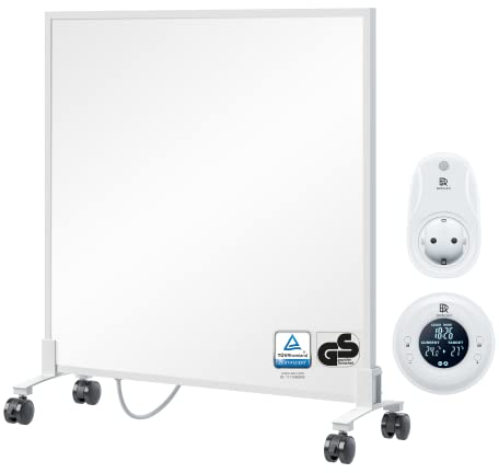 BR Bringer Infrarotheizung Standgerät - 300 Watt - Energiesparend - Mobile Elektroheizung mit Standfüßen auf Rollen, Thermostat und Fernbedienung - 5 Jahre Garantie, TÜV (weiß)