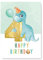 Friendly Fox Geburtstagskarte für Kinder 4. Geburtstag, 1x DIN A5 Dino Glückwunschkarte zum Kinder Geburtstag, Happy Birthday Karte mit Umschlag