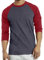 Herren Raglan Baseball Tee Shirt - Casual T-Shirts, 3/4 - Burgunderrot/Anthrazit, L