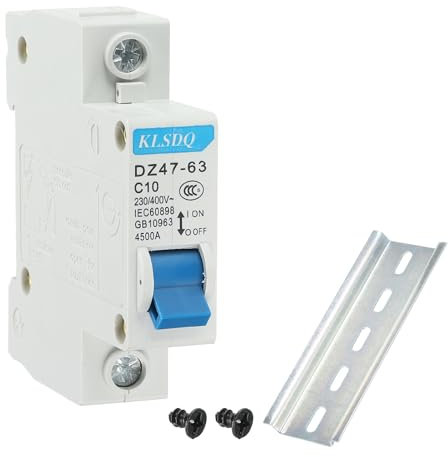 sourcing map Miniature Disjoncteur Bas Voltage AC 10A 230/400V 1 Pôle DIN Rail Installation DZ47-63 C10