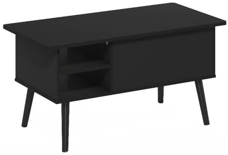 Furinno Jensen Couchtisch mit anhebbarer Tischplatte aus Holz mit verstecktem Fach und seitlich offener Ablage für das Wohnzimmer, Americano