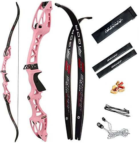 SHARROW 68 Bogenschießen Recurve Bogen F Schnittstelle Riser und Wurfarme 20-40lbs Erwachsene Wettbewerb Bogen Recurvebogen Sportbogen Jagdbogen (20lbs, Rosa)