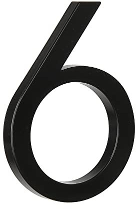 HASWARE Numéro de maison flottant 5 (12 cm) pour extérieur – Plaque d’adresse moderne en alliage de zinc pour jardin, rue et boîte aux lettres (6, Noir)
