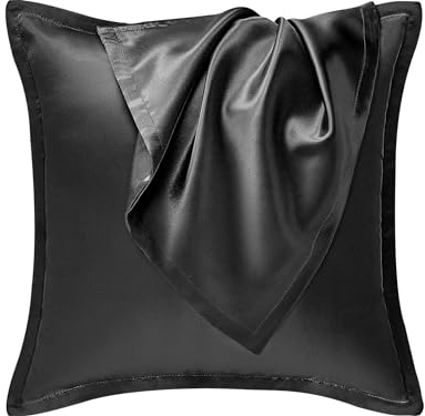 Seiwohl Satin Kissenbezug 80x80 2er Set, Weich wie Seidenkissenbezug Silk Pillowcase, Vegane Seide Kopfkissenbezug Kissenhülle Seidenkopfkissen Kopfkissen bezug für Haar und Haut, Schwarz