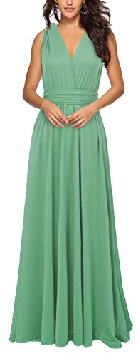 xxxiticat Vestido largo de noche para mujer, vestido de cóctel elegante, vestido de dama de honor, elegante vestido, verde claro, L
