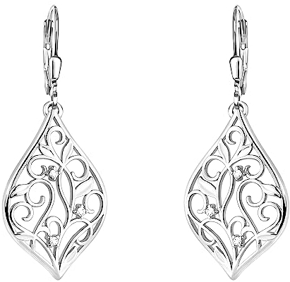 SOFIA MILANI - Damen Ohrringe 925 Silber - mit Zirkonia Steinen - Blatt Ohrhänger - E2070