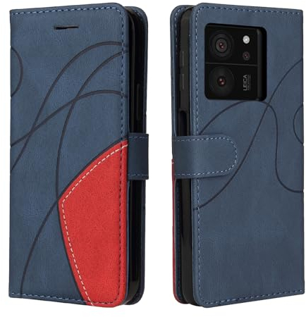 CXTcase Handyhülle für Xiaomi 13T, Flip PU Leder Hülle Cover, Modisch Flip Case für Xiaomi 13T Handytasche Schutzhülle, Blau