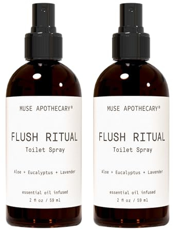 Muse Bath Apothecary Flush Ritual - Aromatic & Refreshing Toilet Spray, Use Before You Go, 2 oz, Infused with Natural Essential Oils - Aloe + Eucalyptus + Lavender, 2 Pack