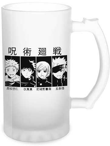 GR8Shop Jujutsu Kaisen Anime characters Trasparente tazza di birra Stein 0.5L