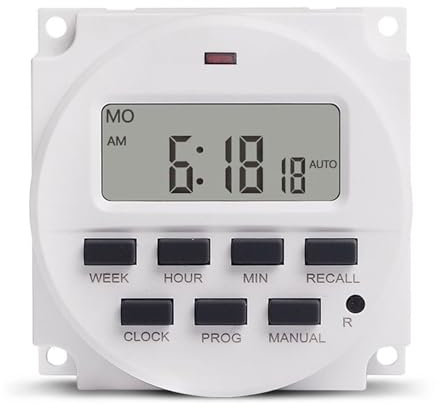 RWRAPS Minuteur Numérique Programmable Minuterie numérique LCD 1.598 Pouces, 12V DC, Interrupteur horaire Programmable sur 7 Jours