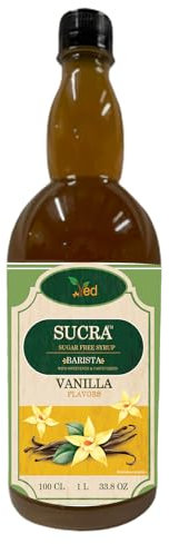 Ved Sirope Premium 1L para Café y Cócteles, sin azúcar sabor Vainilla, Vegano, Sin Gluten y Sin Grasa.