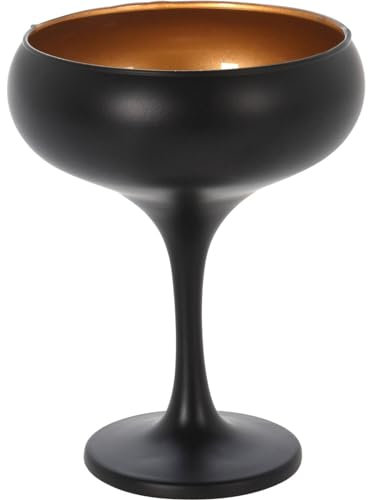 Coupe Cocktail Glasses 280ml Glass Champagne Saucer Espresso Martini Large Cocktail Mocktail Mixed Ice Cold Drinks Serving Glass for Parties Barware Restaurant Pub Stem Glassware, Matte Black