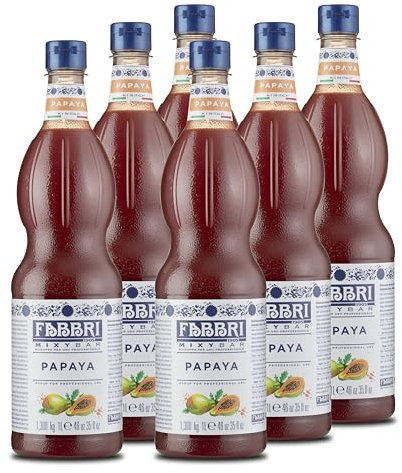 Food-United PAPAYA-SIRUP 6x1L FLASCHE | FABBRI Mixybar | sciroppo di papaia | Papaya aus Mittelamerika | fabbri 1905 cocktail bar syrop | für tropische-karibische-Drinks Rum Papaya-Wodka-Sour (6)