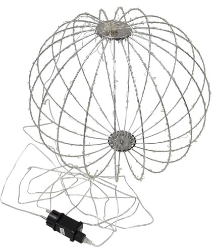 LED-Kugel Shine, groß, Metall, Silber, ca. 380 warmweiße LEDs, Trafo, Timerfunktion Maße: Ø 40 cm, Zuleitung 5 Meter, für den Außenbereich geeignet, Schönes Stimmungslicht