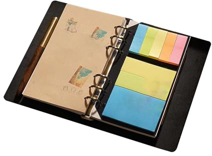 KISSKI·H Olvido Kostenloses LOGO-Custom, personalisiertes A6 Leder-Ordner Reise-Notizbuch, 6-Ring nachfüllbares Journal Schreib-Notizbuch mit Riemen, gravierte Geschenke für Frauen/Männer, angepasst