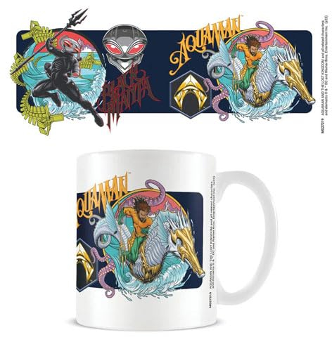 empireposter Aquaman and The Lost Kingdom vs. Black Manta Tasse Keramik Becher - Ø8,5 H9,5cm + 1 Lizenz Keramik Tasse - Größe Ø8,5 H9,5 cm