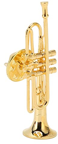 Goldene Miniatur-Trompete, Exquisite Mini-Musikinstrument-Brosche mit Anstecknadel in Form Einer Aufbewahrungsbox aus Messing