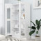 Homgoday Vitrine en verre avec 4 compartiments 2 portes, vitrine de salon, meuble de salon, buffet salle à manger, buffet cuisine Vitrine en bois ingénierie blanc 82,5 x 30,5 x 150 cm