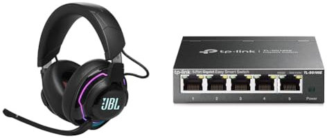 JBL Quantum 910 Over-Ear Gaming Kopfhörer – Wireless 2,4 GHz & TP-Link TL-SG105E 5-Ports Gigabit Easy Smart Managed Netzwerk Switch