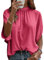ONAYEYO Damen Elegant Bluse Casual Lose Tunika Shirt Hinten Schnüren Verspotten Nacken Dolman-Ärmel Oberteil T Shirt Sommer Einfarbig Top (XL, Wassermelonenrot)