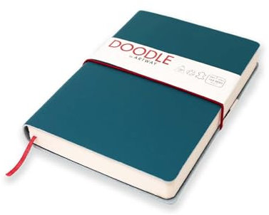 Artway Indigo Doodle - Teal Leder Journal/Skizzenbuch - 175mm x 125mm - 164 Blätter/82 Seiten aus 150gsm Kartuschenpapier, Blaugrün