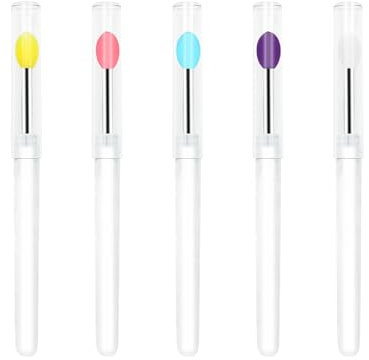 LuckyOpt Silicone Lip Brush, 5Pcs Reusable Lip Applicator with Dust-proof Cap, Soft Multi-function Lip Mask Brush Makeup Applicator for Eyeshadow, Lip Gloss, lip balm, Lipstick (A)