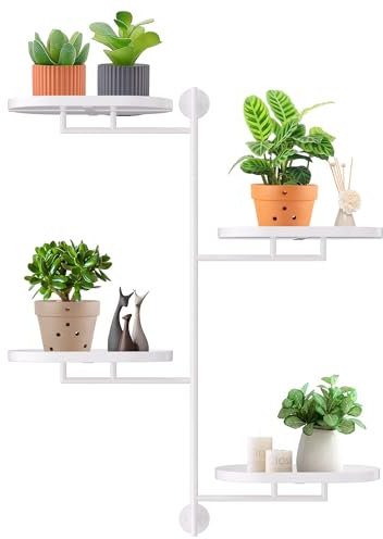 YFFSRJDJ Rotating Window Shelves for Multiple Plants Indoor,4-tier Metal Corner White Plant Stand Holder Floating Hanger Shelf for Wall，Windows Sill Gifts for Planter Lover to Enhance Home Decor