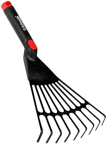 SCHMITH Escoba pequeña de nailon para rastrillo de mano, escoba de abanico, rastrillo de césped, rastrillo pequeño, rastrillo para jardinería
