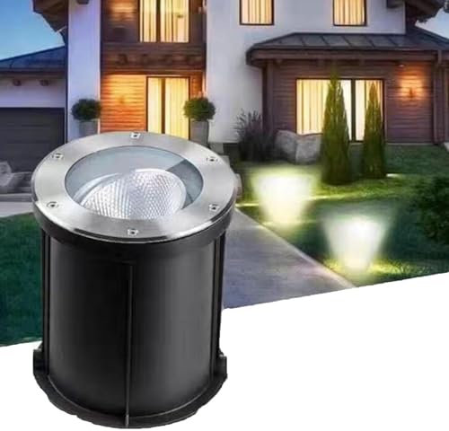 Spots Extérieurs Enterrés - Spots De Paysage À LED Au Sol, Spots De Patio À Angle Réglable De 15 °, Spot De Pelouse Rond En Acier Inoxydable Étanche IP67, Spot LED Encastré(White Light,30W(24V))