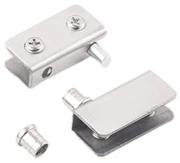 1 Paar Glastür-Drehscharnierklemme, Edelstahl-Schwenkachse, Weinschrank, Drehscharnierklemme, Möbelbeschläge(Silver)