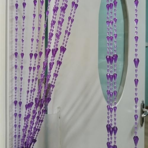 ave split Perlenvorhang, Türen, Acryl, hängende Türperlen, Fadenvorhänge, Quaste, Raumteiler, Bildschirmdekoration für Tür, Fenster, Wohnzimmer, Hochzeit (042 Lila, 99 x 199,9 cm)